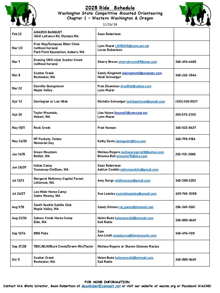 2025 Ride Schedule