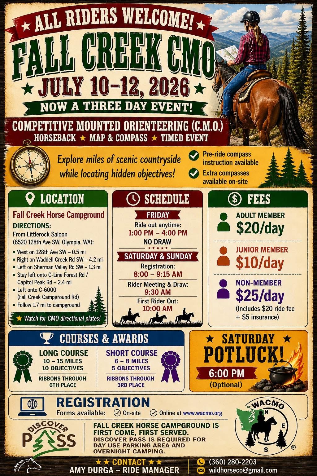 July 10 - 12, 2026 Fall Creek Campground, Olympia, WA